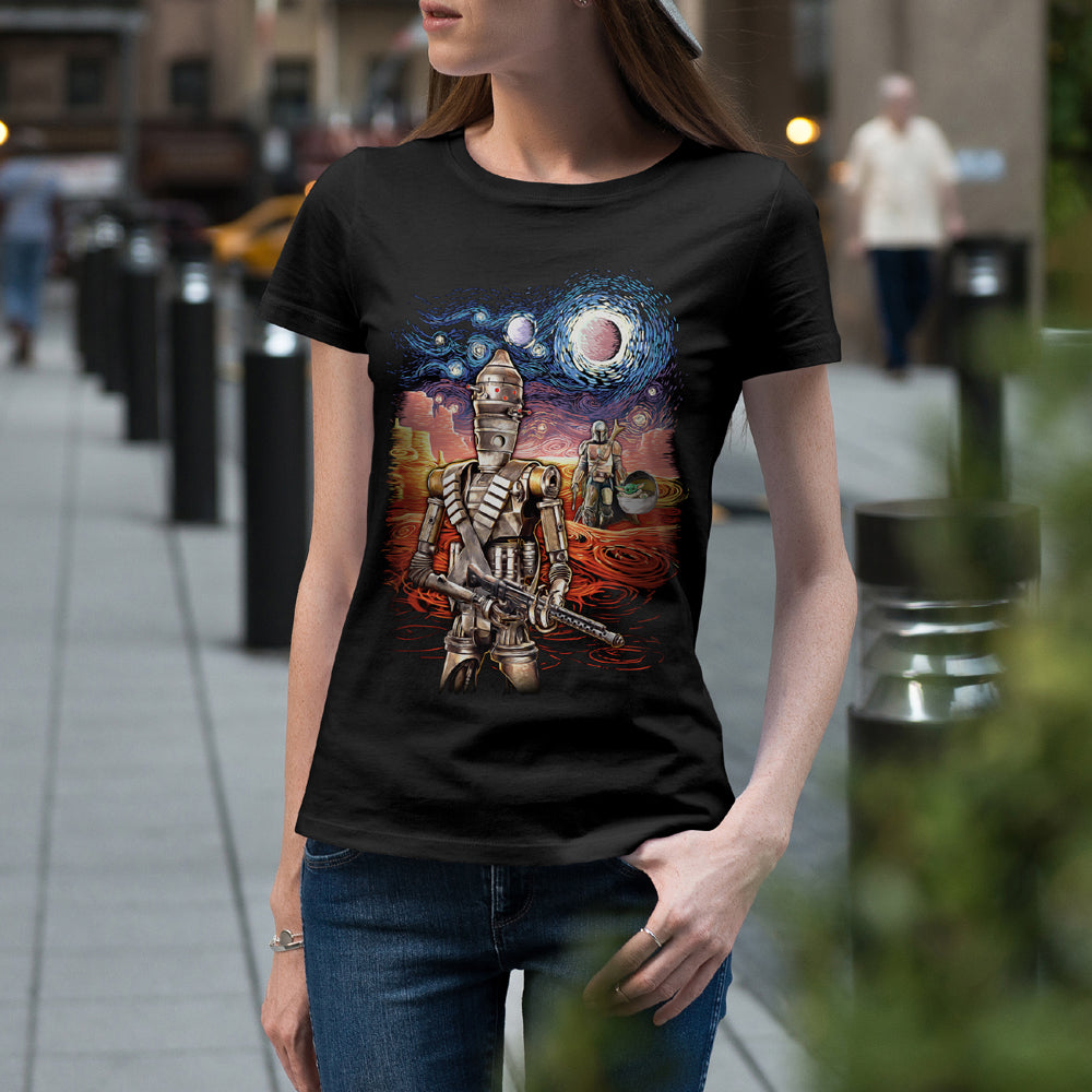 Star Wars The Mandalorian Starry Night Surreal Artwork IG-11 T-Shirt– Best Anime