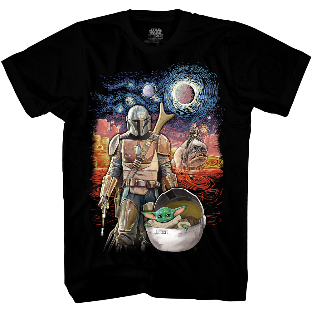 Star Wars The Mandalorian Starry Night Surreal Artwork Mando with Grog–  Best Anime Shop